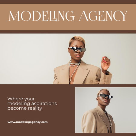 Stylish African American Model in Futuristic Sunglasses Instagram Design Template