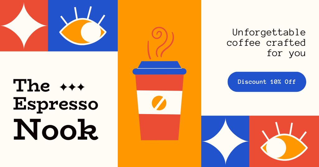 Designvorlage Awesome Espresso At Lowered Price In Coffee Shop für Facebook AD