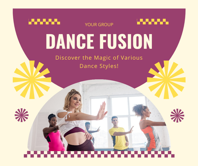 Designvorlage Inspiration for Discovering Various Dance Styles für Facebook