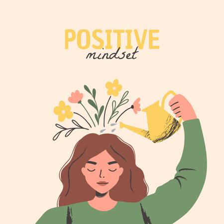 Positive Mindset Inspiration with Cute Girl Instagram Design Template