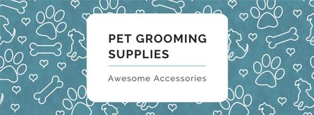 Plantilla de diseño de venta de suministros para mascotas en patrón lindo Facebook cover 