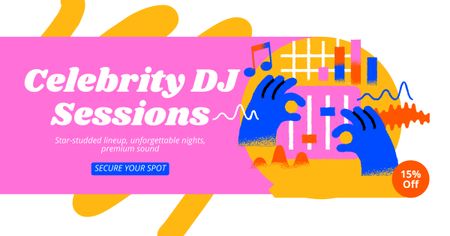 Designvorlage Bright kündigt Rabatt auf DJ-Session an für Facebook AD