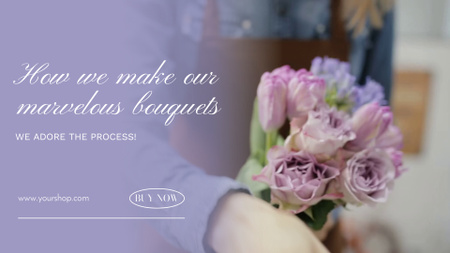 Designvorlage Kleines Unternehmen, das den Prozess der Anordnung von Blumensträußen zeigt für Full HD video