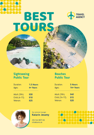 Travel Tour Offer with Sea Coast Views Poster 28x40in Design Template