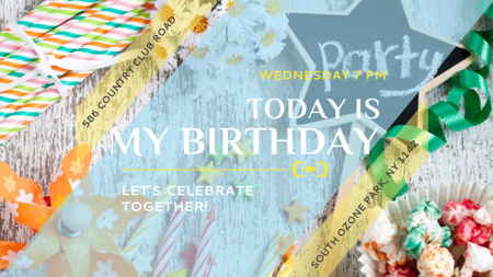 Ontwerpsjabloon van FB event cover van Birthday Party Invitation Bows and Ribbons