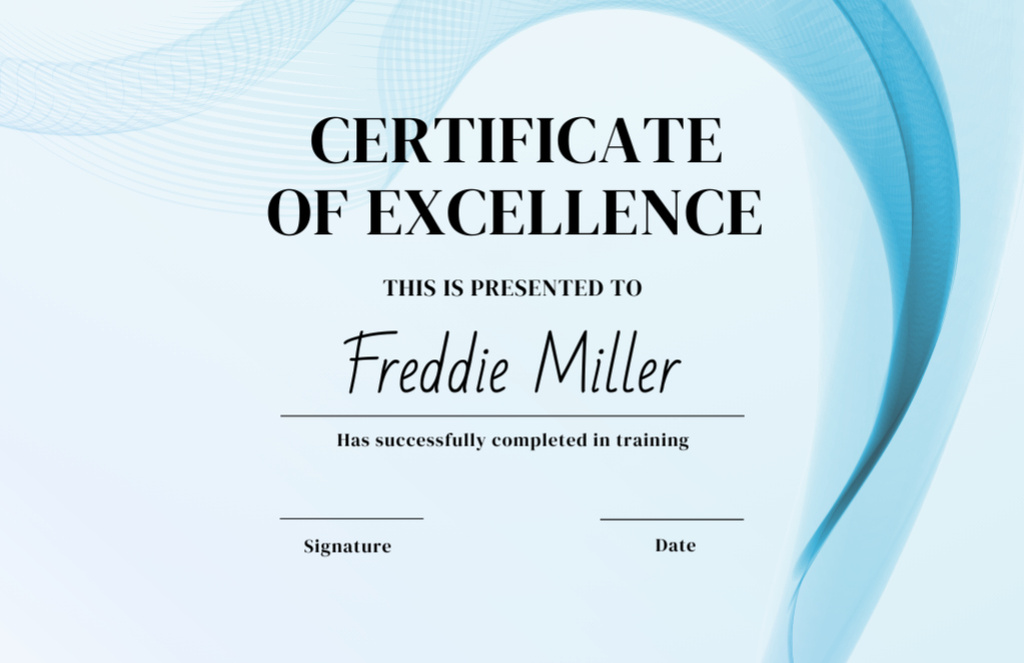 Designvorlage Award of Achievement with Blue Gradient für Certificate 5.5x8.5in