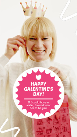 Happy Galentine`s Day Greeting with Present TikTok Video Design Template
