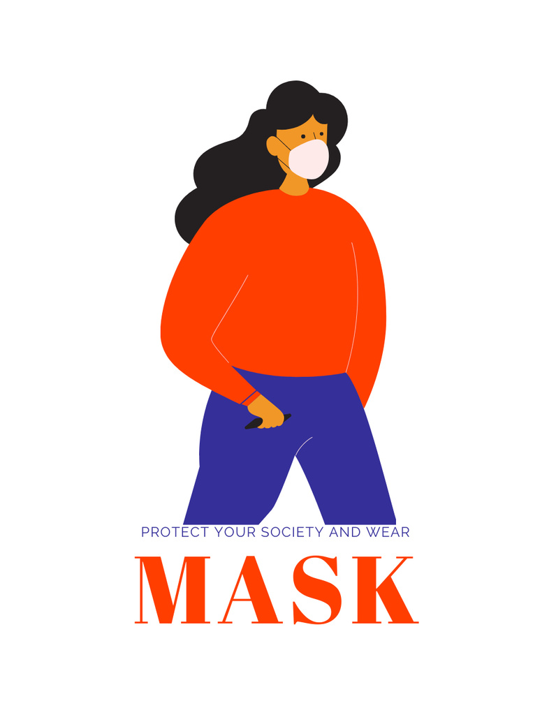 protect your with mask T-Shirt Tasarım Şablonu