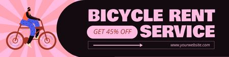 Plantilla de diseño de Oferta Servicio de Alquiler de Bicicletas en Negro y Rosa Twitter 