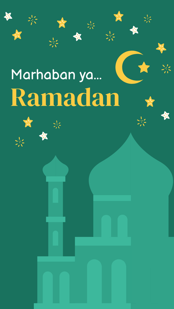 Designvorlage Month of Ramadan Green Greeting für Instagram Story