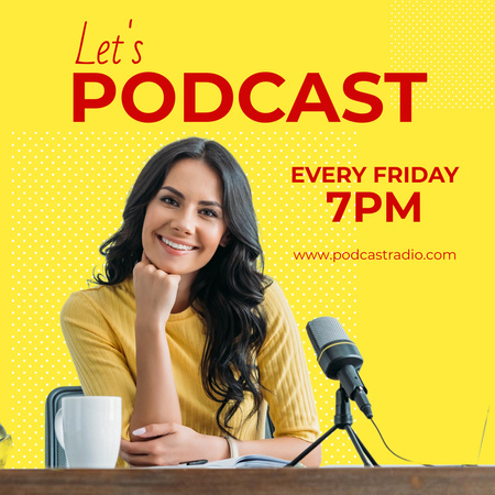 Friday Podcast Ad with Woman in Studio Instagram Design Template
