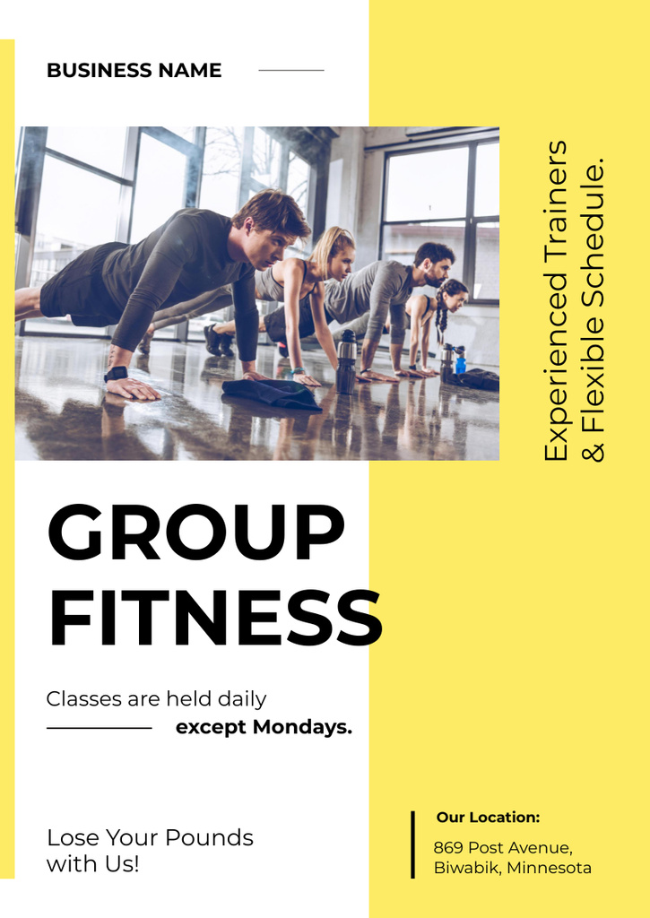 Ad of Sport Club with People in Gym Poster A3 – шаблон для дизайна