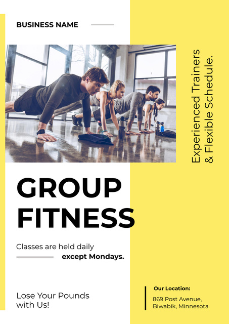 Ad of Sport Club with People in Gym Poster A3 – шаблон для дизайна