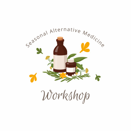 Platilla de diseño Seasonal Alternative Medicine Workshop With Herbs Animated Logo