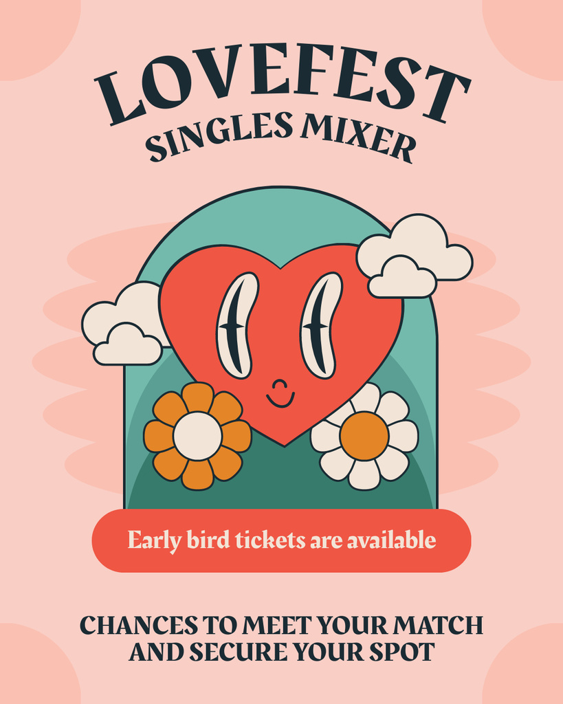 Chance to Meet Your Match at Love Festival for Singles Instagram Post Verticalデザインテンプレート