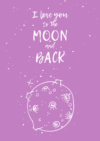 Platilla de diseño Love Phrase With Cute Sketch Of Moon Postcard A6 Vertical