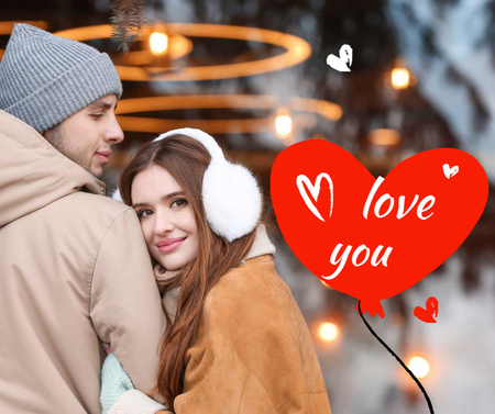 Happy Couple on Valentine's Day Facebook Design Template