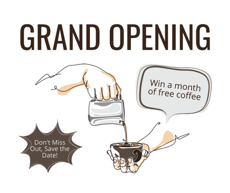 Ontwerpsjabloon van Facebook van Café Grand Opening met de beste koffie van Barista