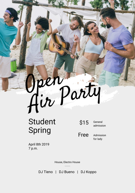 Template di design Open Air Party with People on Beach Poster 28x40in