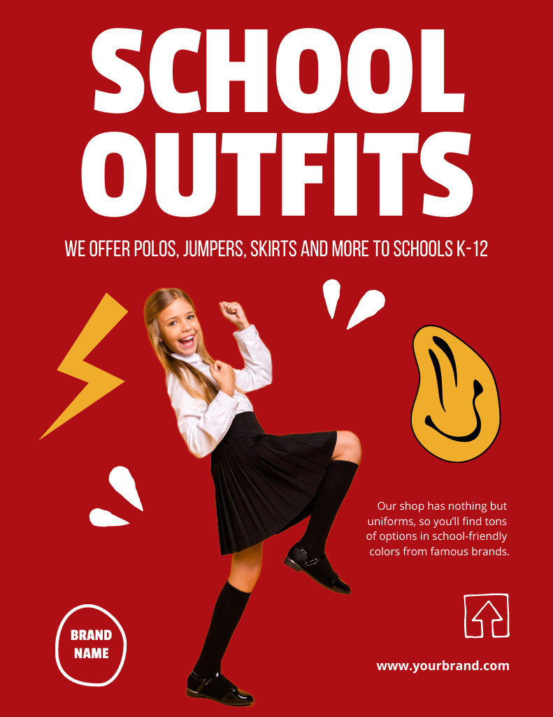 Designvorlage Unbeatable Prices for School Outfit für Poster 8.5x11in