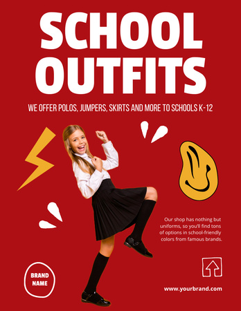 Ontwerpsjabloon van Poster 8.5x11in van Unbeatable Prices for School Outfit