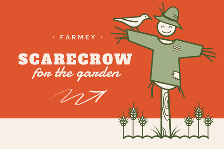 Garden Scarecrow Sale Label Design Template