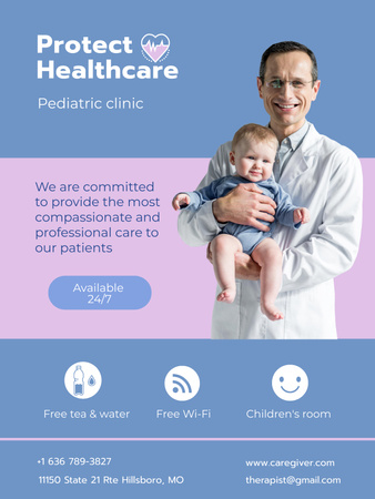 Pediatric Clinic Services Offer Poster US Design Template