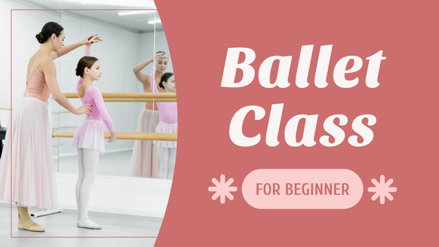 Girl with Teacher on Ballet Class Youtube Thumbnail Design Template