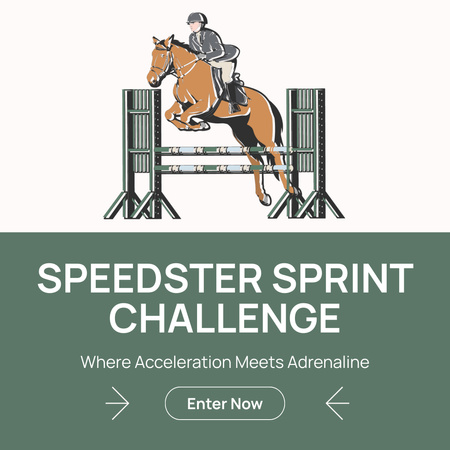 Adrenaline Speed ​​Show at Horse Racing Animated Post Design Template