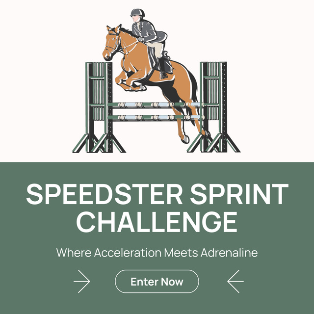 Adrenaline Speed ​​Show at Horse Racing Animated Post Modelo de Design