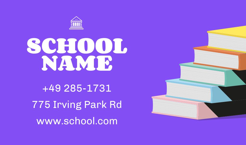 School Apply with Illustration of Books Business card Design Template