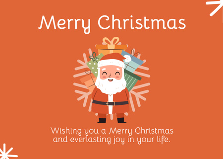 Ontwerpsjabloon van Postcard van Christmas Wishes with Generous Santa Smiling