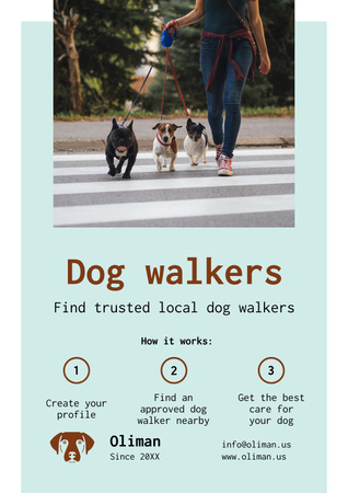 Dog Walking Services with Man with Golden Retriever Poster Design Template