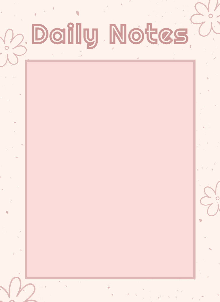 Pink Daily Planner with Flowers Notepad 4x5.5in Design Template