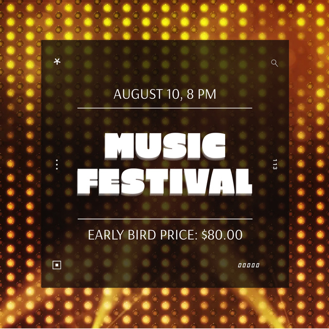 Music Festival Ad with Warm Yellow Lights Animated Post Design Template