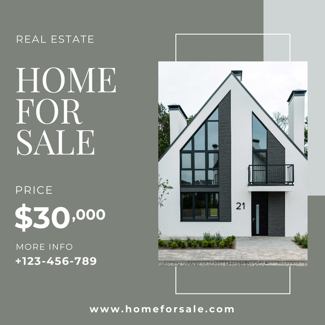 Real Estate Agency Offer with Modern House Instagramデザインテンプレート