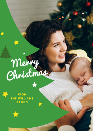 Personal Christmas Greeting from Family Postcard A6 Vertical Design Template