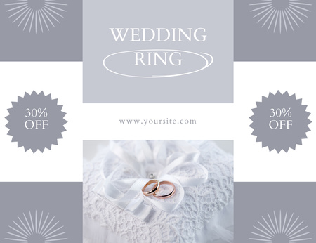 Modèle de visuel Offre de bijoux avec anneaux de mariage sur oreiller blanc - Thank You Card 5.5x4in Horizontal