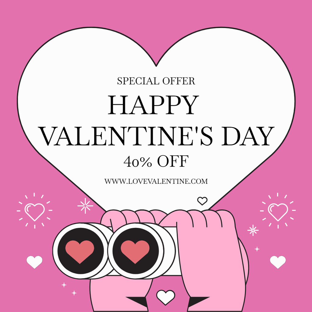 Ontwerpsjabloon van Instagram AD van Happy Valentine's Day Shopping Ad on Pink
