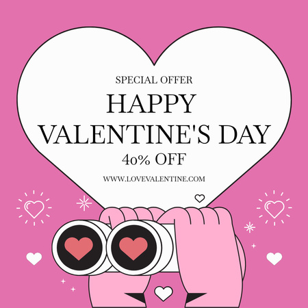 Happy Valentine's Day Shopping Ad on Pink Instagram AD Design Template