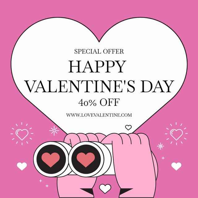 Happy Valentine's Day Shopping Ad on Pink Instagram ADデザインテンプレート