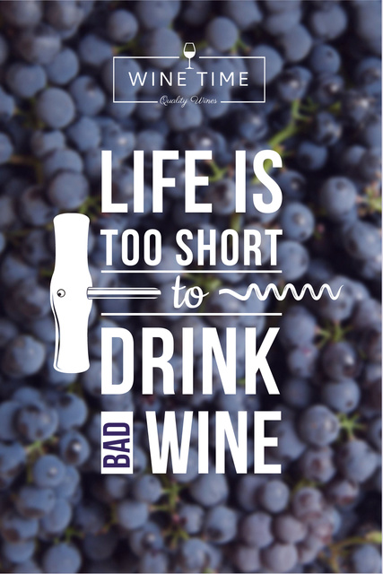 Wine quote on currants background Pinterest Design Template