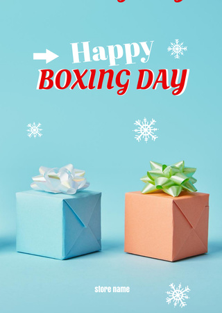 Greeting on Boxing Day with Colorful Gifts Postcard A6 Vertical Tasarım Şablonu