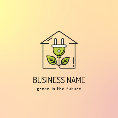 Sloganlı Evler İçin Yeşil Enerji Animated Logo Tasarım Şablonu