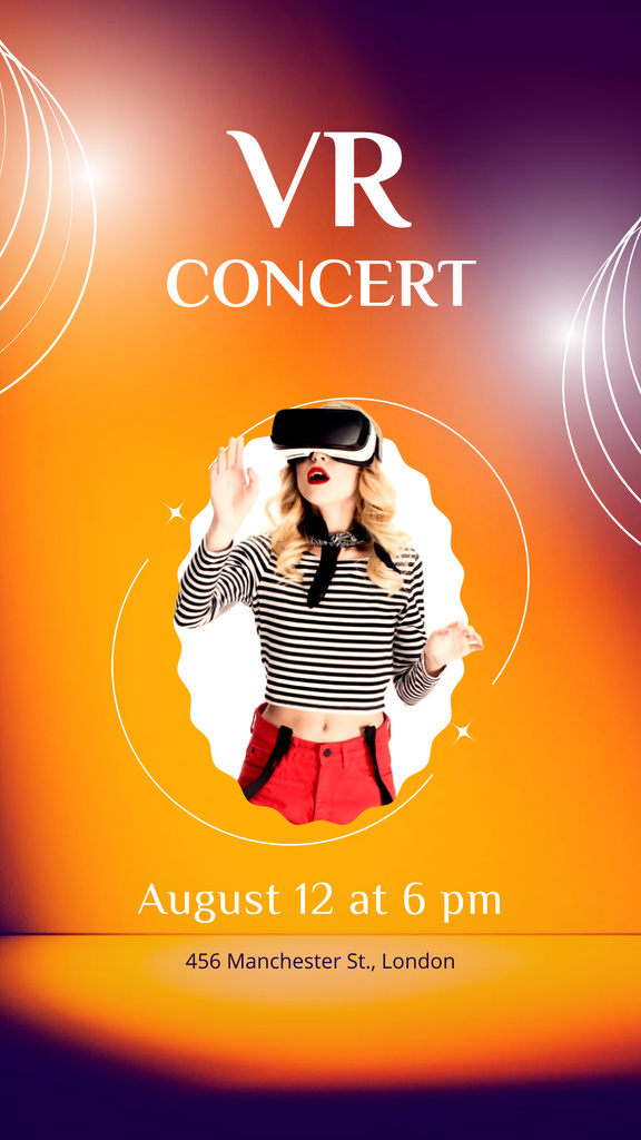 Template di design Woman in Virtual Reality Glasses on Orange Instagram Story