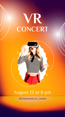 Woman in Virtual Reality Glasses on Orange Instagram Story Design Template