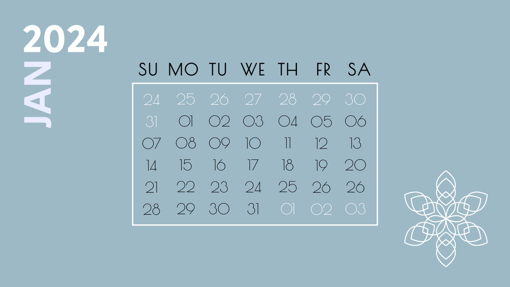 Illustration of Snowflake Calendar Design Template