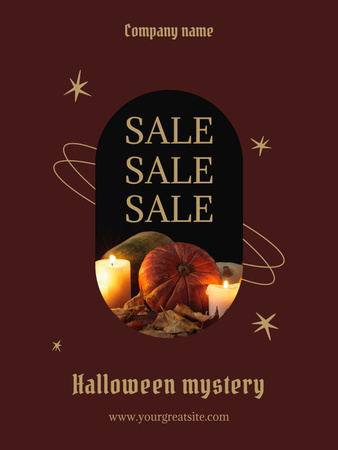 Halloween Holiday with Candles and Pumpkins Poster US Design Template