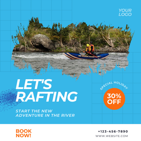 Plantilla de diseño de Oferta Descuento Rafting Instagram 