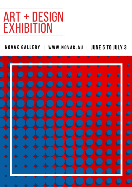 Art Exhibition Announcement with Contrast Dots Pattern Flyer A5 Design Template